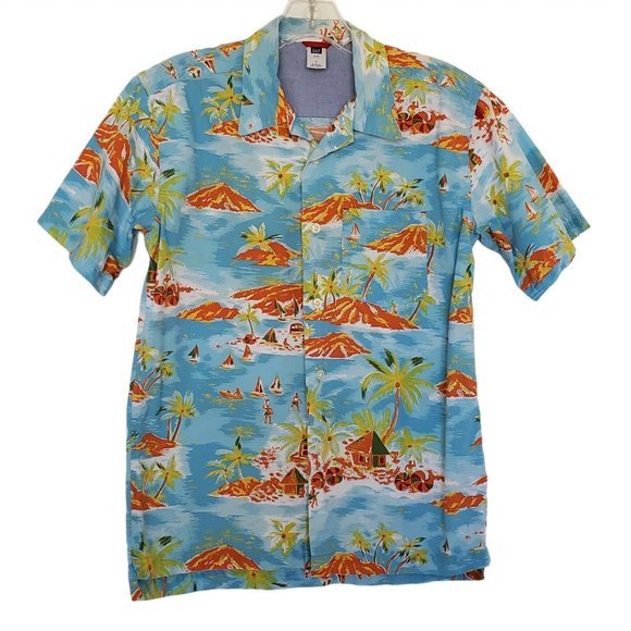Gap Other - Gap Kids Hawaiian Shirt Size L Island Palm Trees